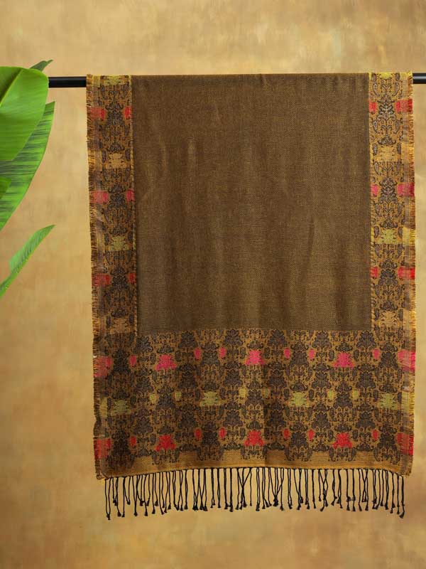 Alahambra Weave Glitter Thread Wool Scarf - Honey