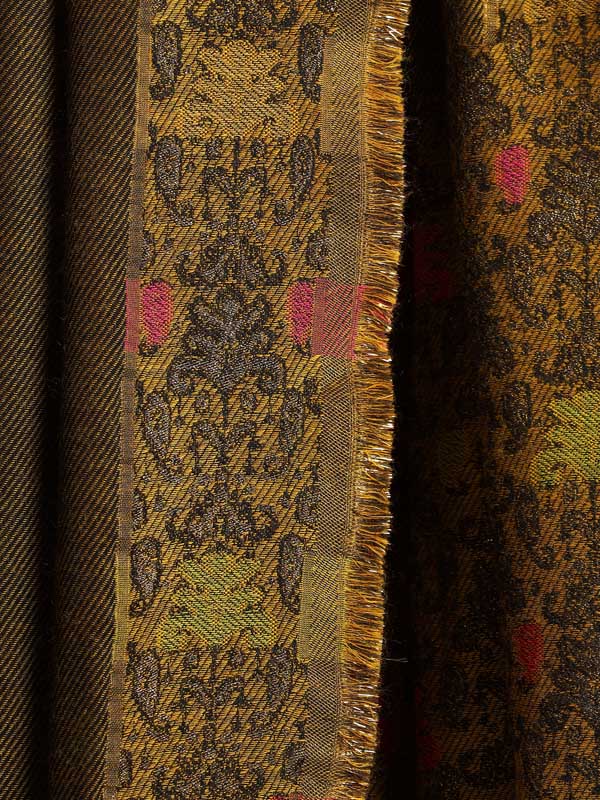 Alahambra Weave Glitter Thread Wool Scarf - Honey