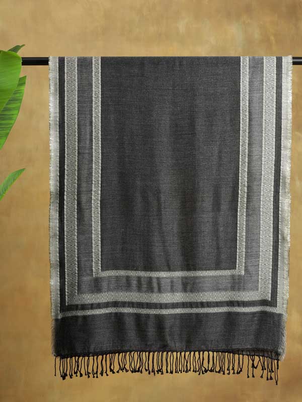 Classic Weaves Glitter Threads Wool Scarf - Silver