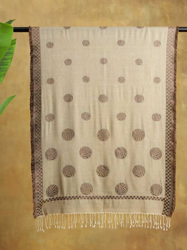 Fusion Circles Glitter Wool Scarf - Camel Beige