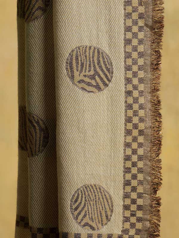 Fusion Circles Glitter Wool Scarf - Camel Beige