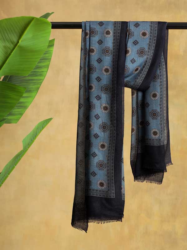 Mens Classic Pure Wool Stole - Cerulean Blue