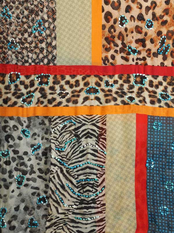 Jungle Skins Hand Emb Wool Scarf - Mischievous Multi