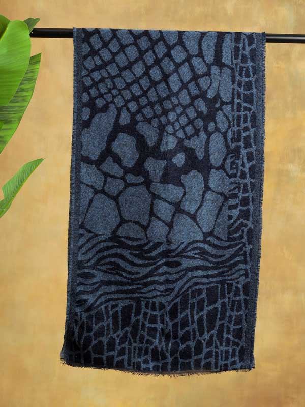 Wooly Patch Weave Scarf - Bodrum Blue