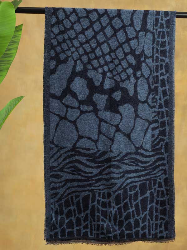 Wooly Patch Weave Scarf - Bodrum Blue