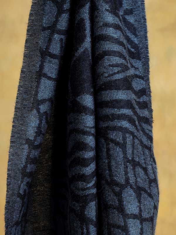 Wooly Patch Weave Scarf - Bodrum Blue