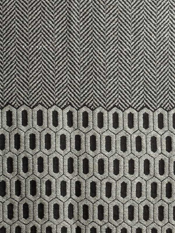 Heptagon Weave Wool Blend Scarf - Grey Offwhite