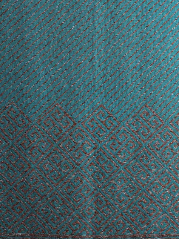 Meander Weave Wool Blend Scarf - Teal Espresso