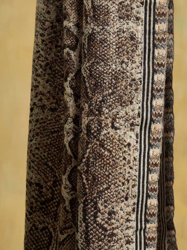 Wild Textures Weave Wool Blend Scarf - Cognac