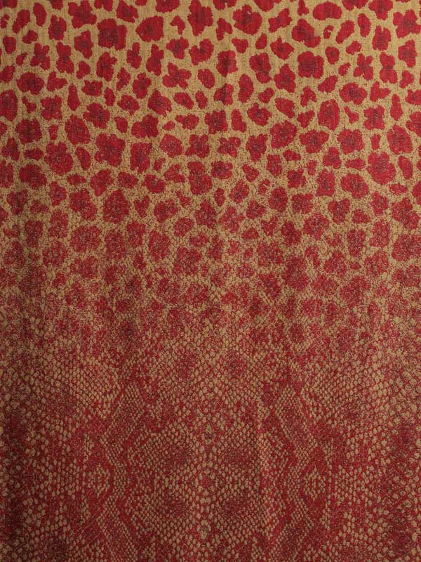 Wild Textures Weave Wool Blend Scarf - Crimson Beige