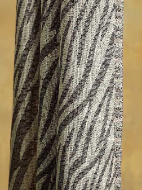 Zebra Leopard Fushion Wool Blend Stole - Fossil Grey