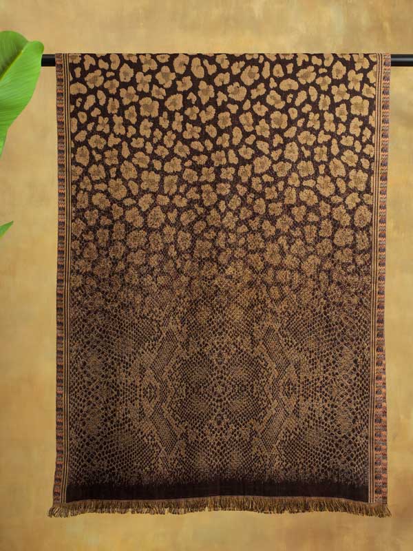 Wild Textures Weave Wool Blend Scarf - Khaki Brown