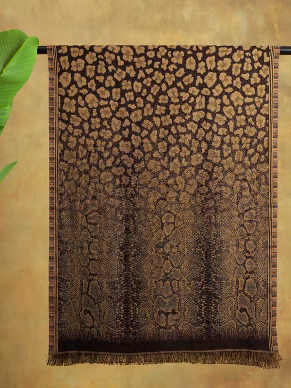 Wild Textures Weave Wool Blend Scarf - Khaki Brown