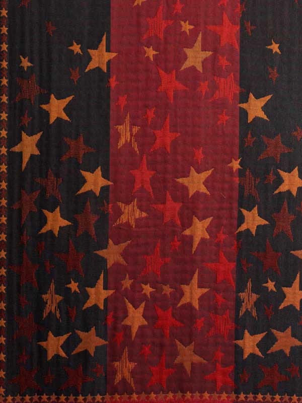 Stars Weave Wool Blend Scarf - Scarlet Navy