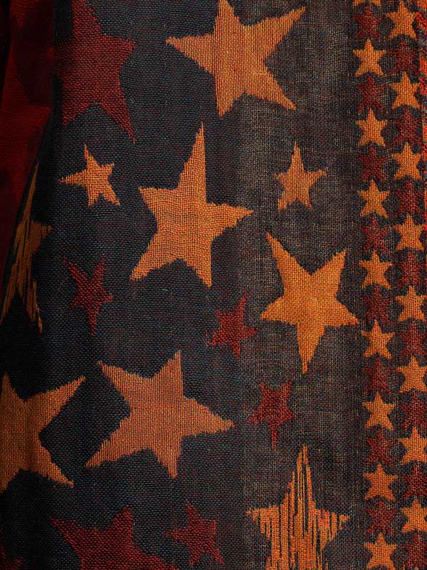 Stars Weave Wool Blend Scarf - Scarlet Navy