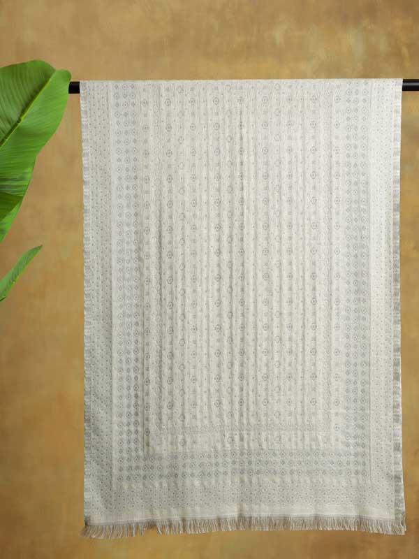 Classical Weave Wool Blend Scarf - Elegant Ivory
