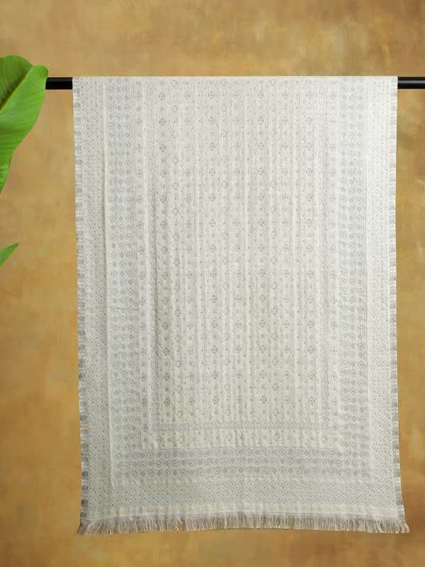 Classical Weave Wool Blend Scarf - Elegant Ivory