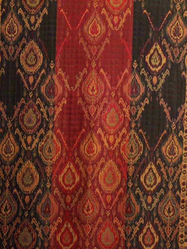 Ikat Weave Wool Blend Stole - Scarlet Navy