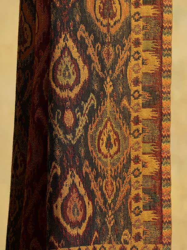 Ikat Weave Wool Blend Stole - Scarlet Navy