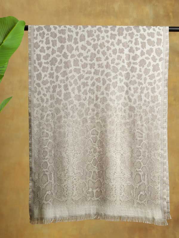 Wild Textures Weave Wool Blend Scarf - Cream White