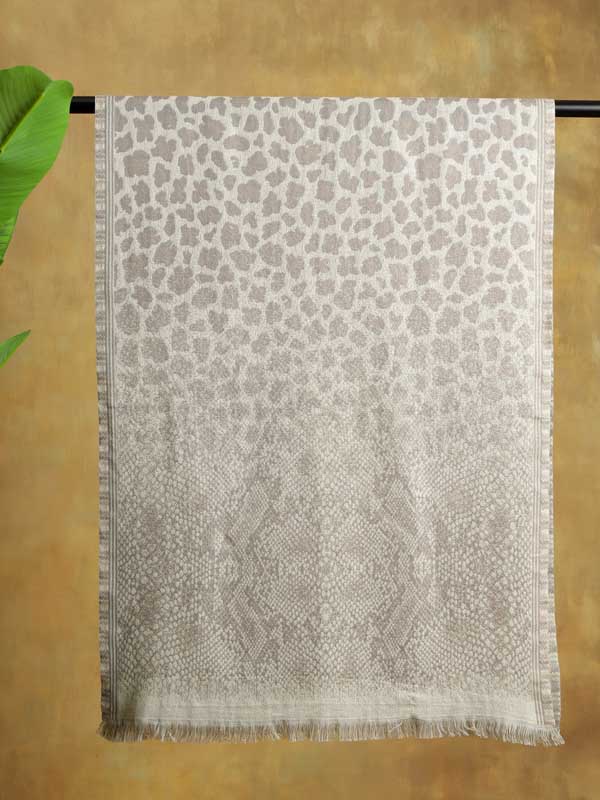 Wild Textures Weave Wool Blend Scarf - Cream White