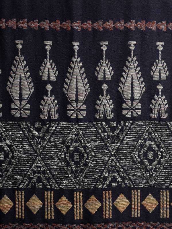 Navajo Weave Wool Blend Scarf - Neptune Navy