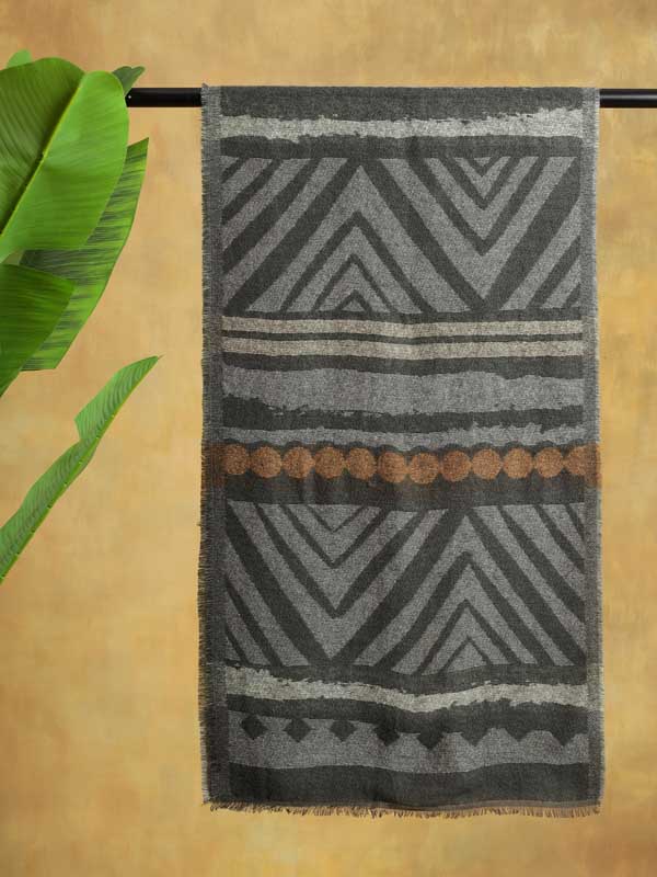 Aztec Weave Wooly Scarf - Gibralter Grey
