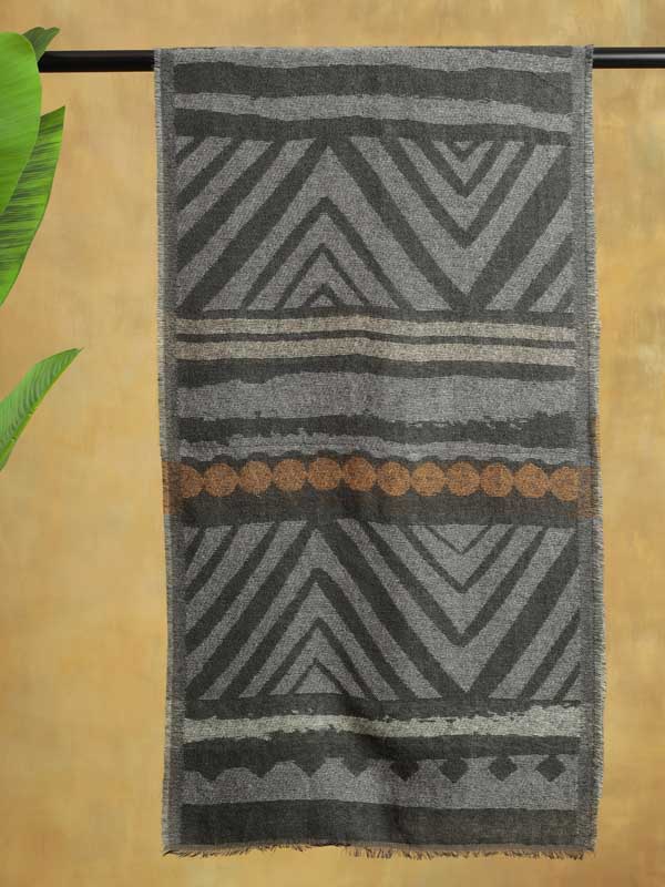 Aztec Weave Wooly Scarf - Gibralter Grey