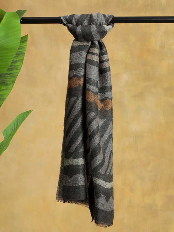 Aztec Weave Wooly Scarf - Gibralter Grey