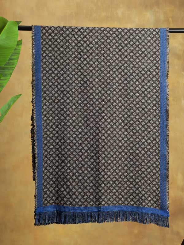 Classical Weave Wool Blend Scarf - Espresso Blue