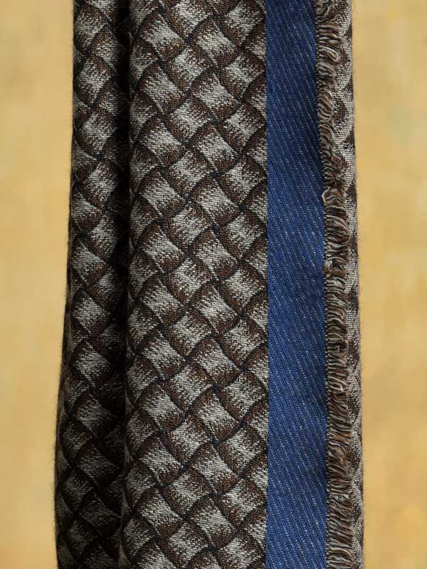 Classical Weave Wool Blend Scarf - Espresso Blue