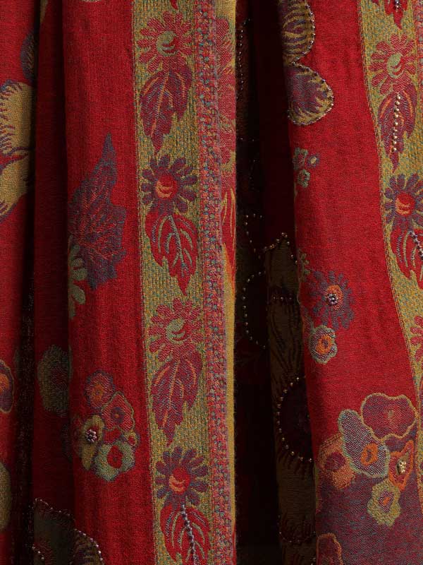 Blooming Weaves Merino Wool Wrap - Crimson