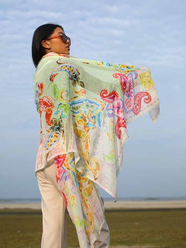 Aquarelle Paisley Print Scarf