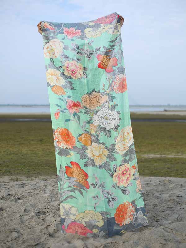 Floral Print Linen Scarf