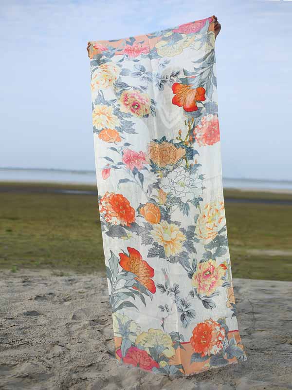 Floral Print Linen Scarf