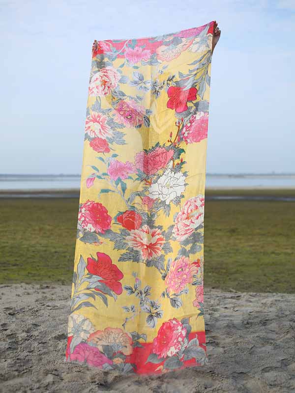 Floral Print Linen Scarf