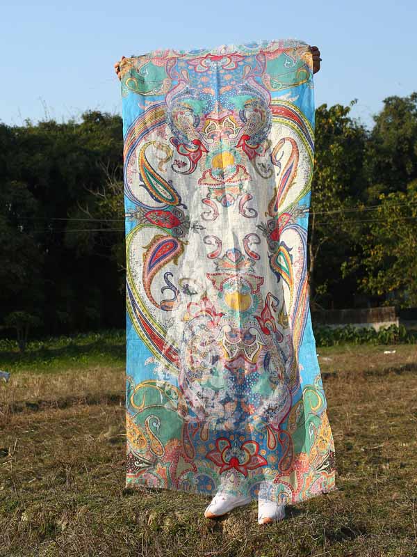 Paisley Print Linen Scarf