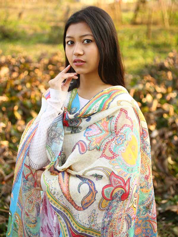 Paisley Print Linen Scarf