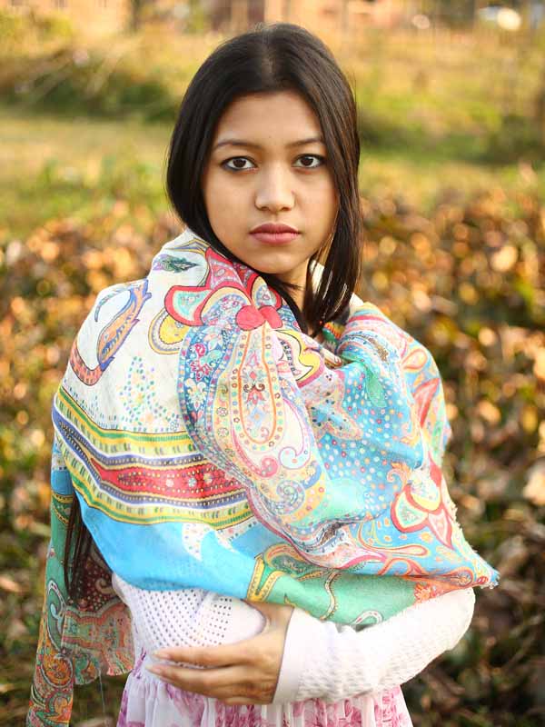 Paisley Print Linen Scarf