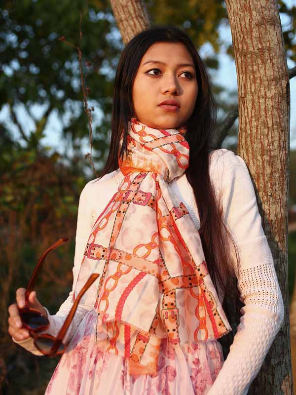 Chains Print SIlk Modal Scarf