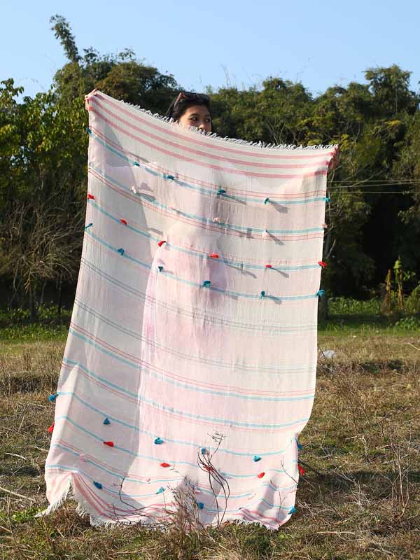 Stripes & Tassels Cotton Scarf