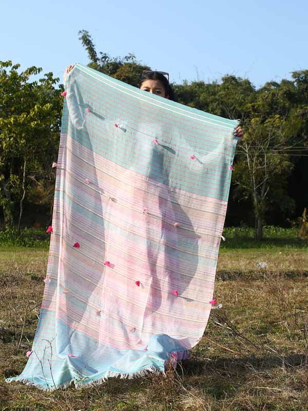 Stripes & Tassels Cotton Scarf