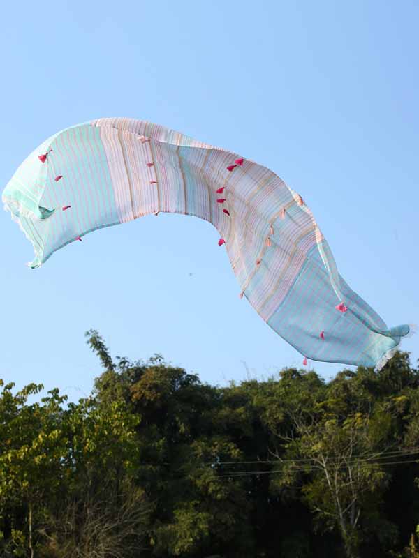 Stripes & Tassels Cotton Scarf
