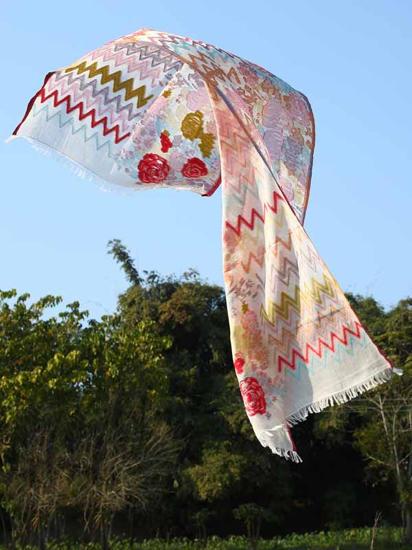 Zig Zag Floral Dusion Jacqaurd Scarf