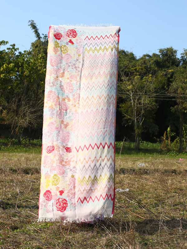 Zig Zag Floral Dusion Jacqaurd Scarf