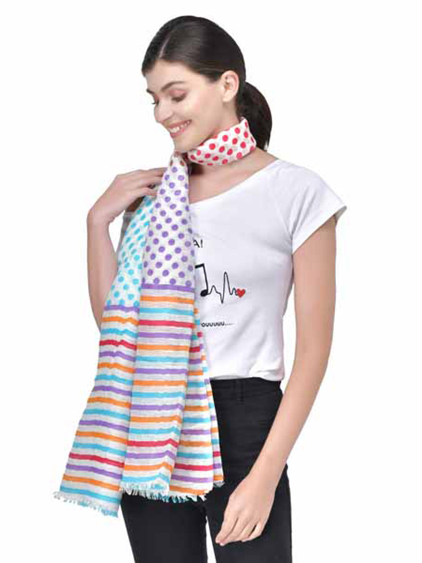 Dots Print Linen Scarf