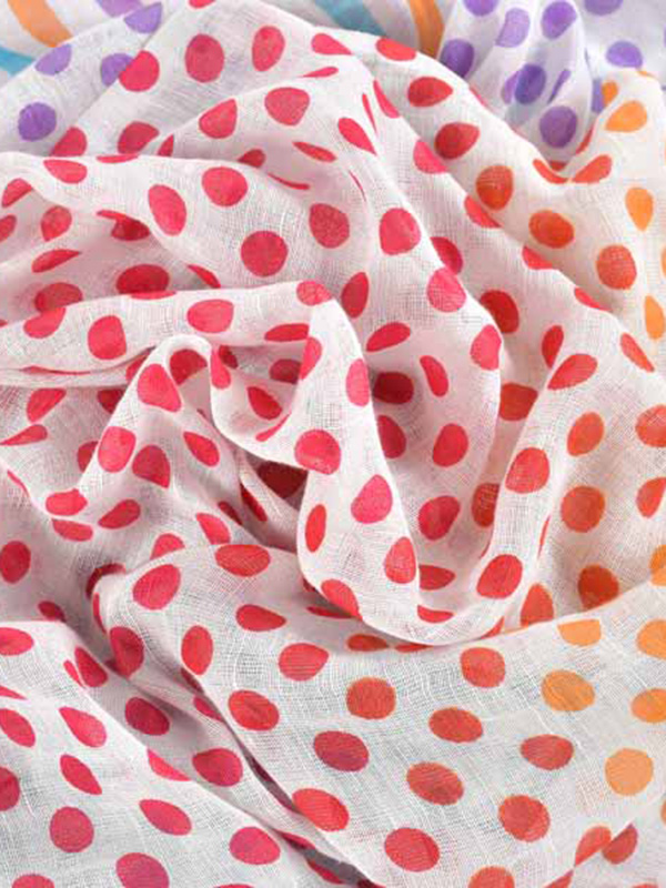 Dots Print Linen Scarf