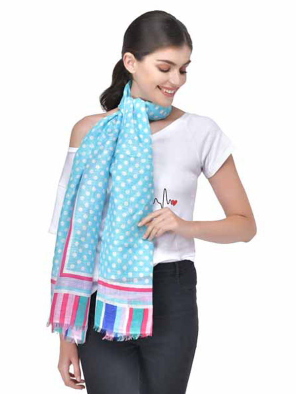 Dots Print Linen Scarf