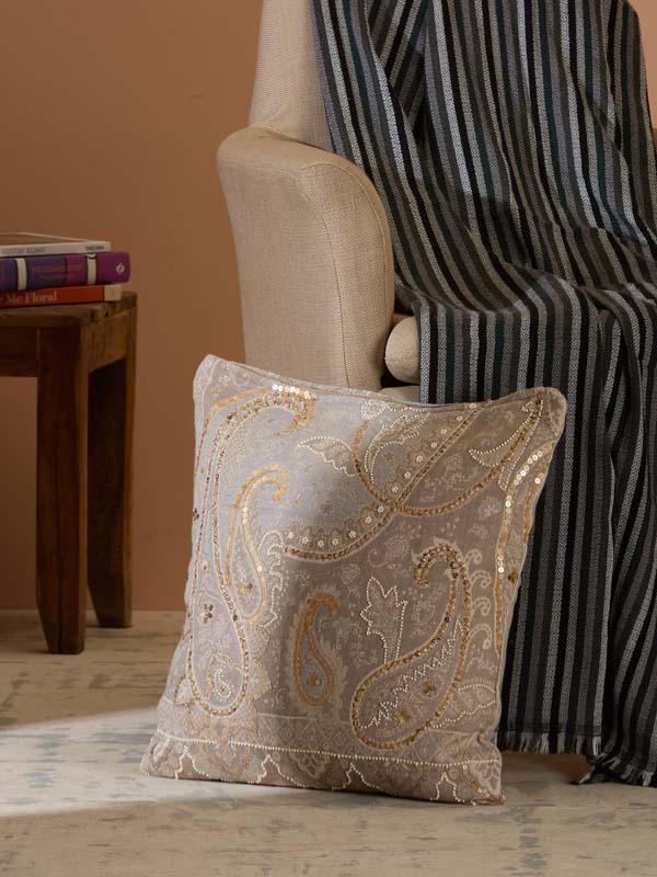 Paisley Hand Emb Decorative Cushion