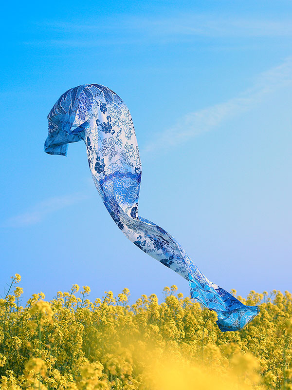 Floral Print Silk Cotton Scarf